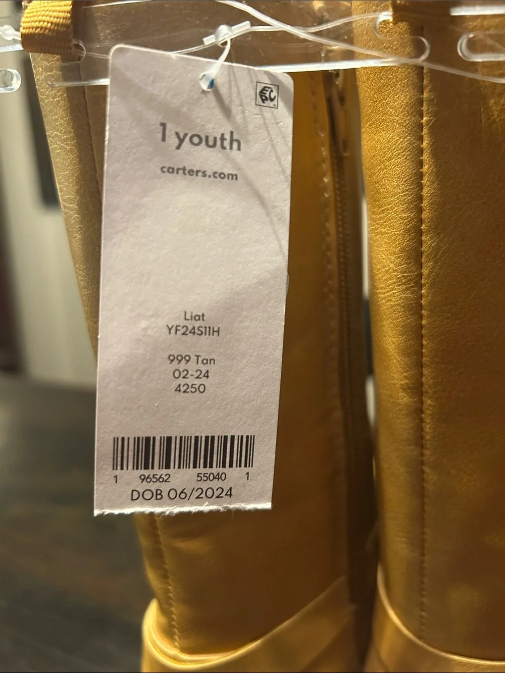 Carter's Girls Yellow Faux-Leather Mid-Calf Boots